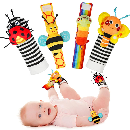 Infinno Baby Wrist Rattle Socks and Foot Finder Set, Perfect Baby Toys