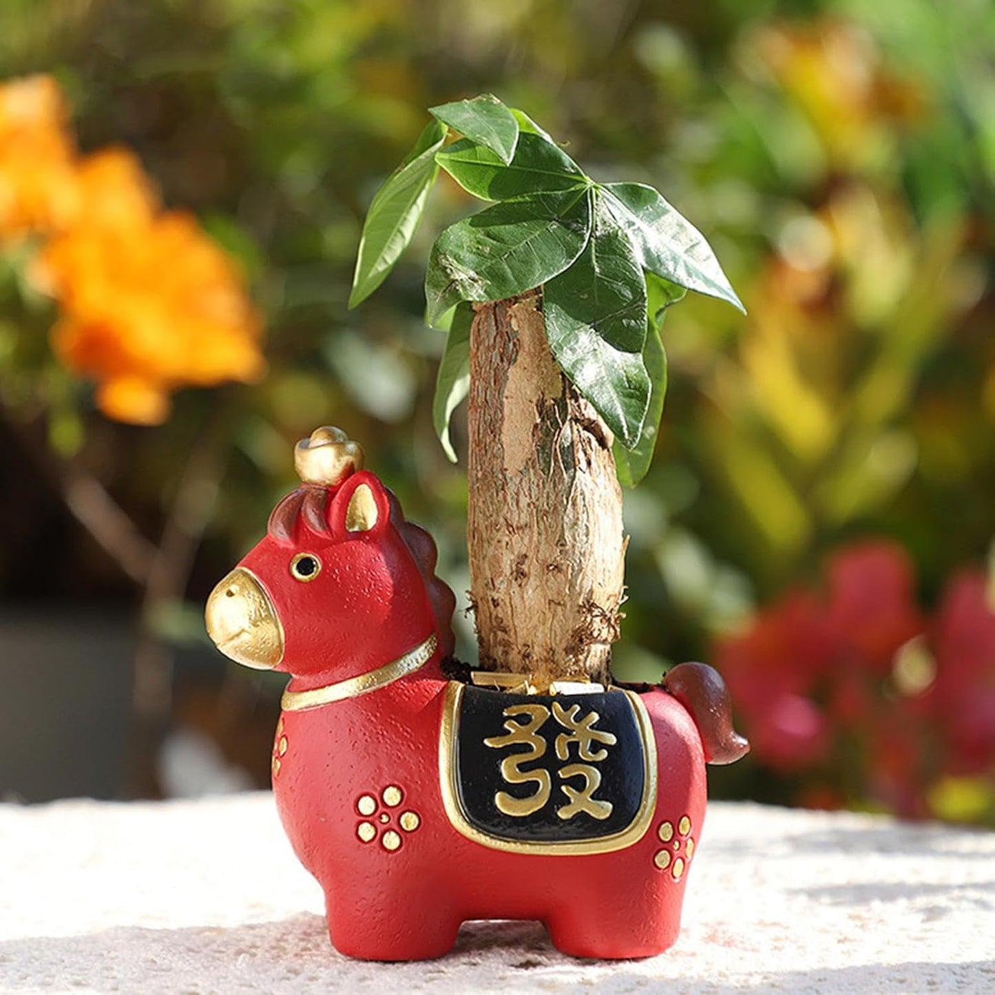 Greenery Potted Plants, 12.5x7.3x10.9cm Resin Horse Figurine Compact Planter with Planting Space Decorative Pot for Home, Office, Desk, Gift