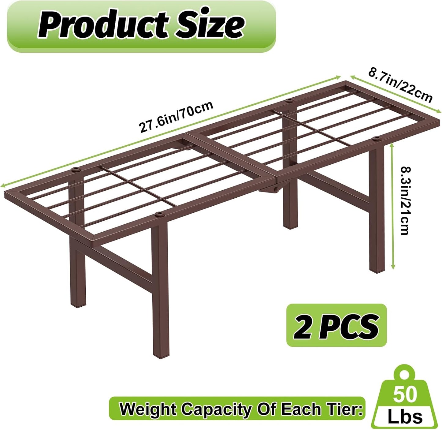 2 Pack Metal Plant Stand Outdoor Indoor, 1 Tier Folding Tiered Flower 