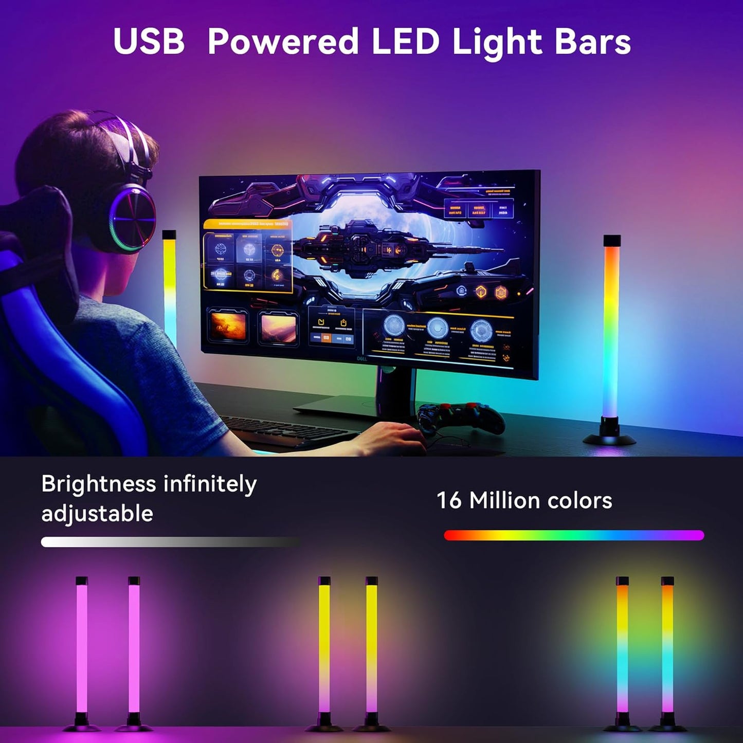 Led Light Bar with Music Sync, Color Changing TV Backlight App & Remot