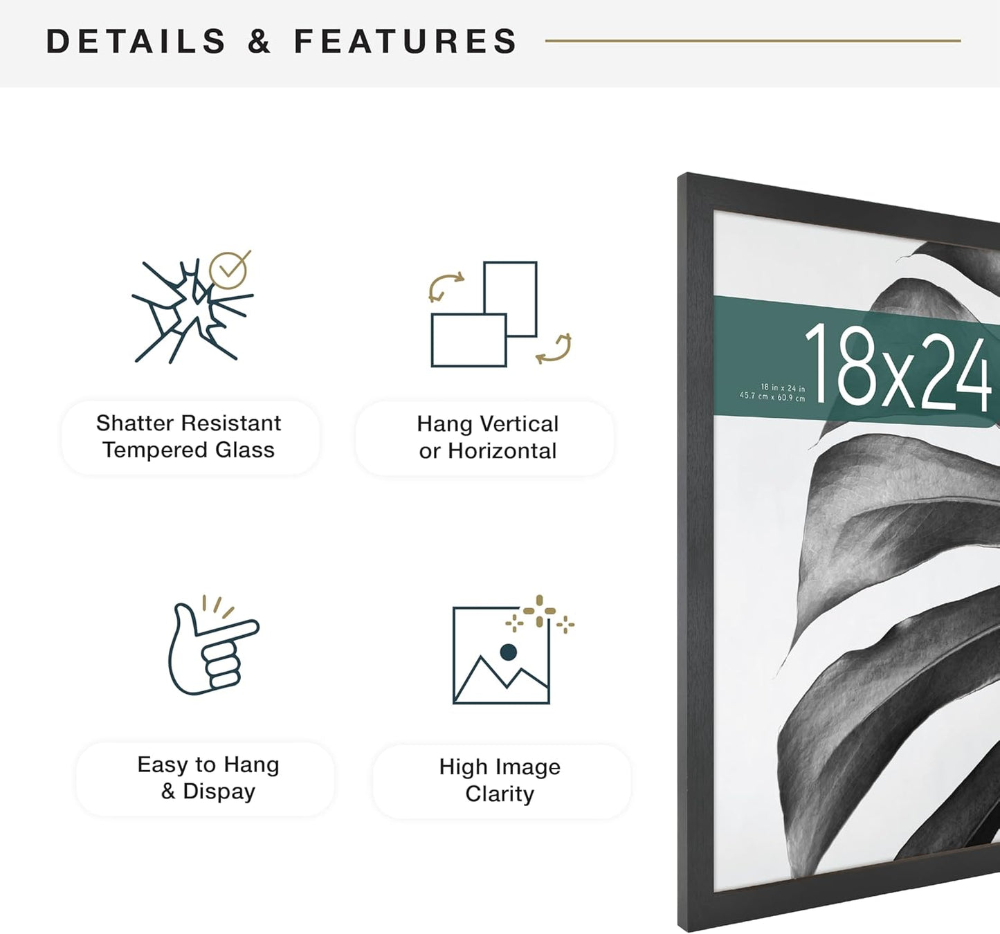MCS Studio Gallery 18x24 Poster Frame Black Woodgrain Engineered Wood,