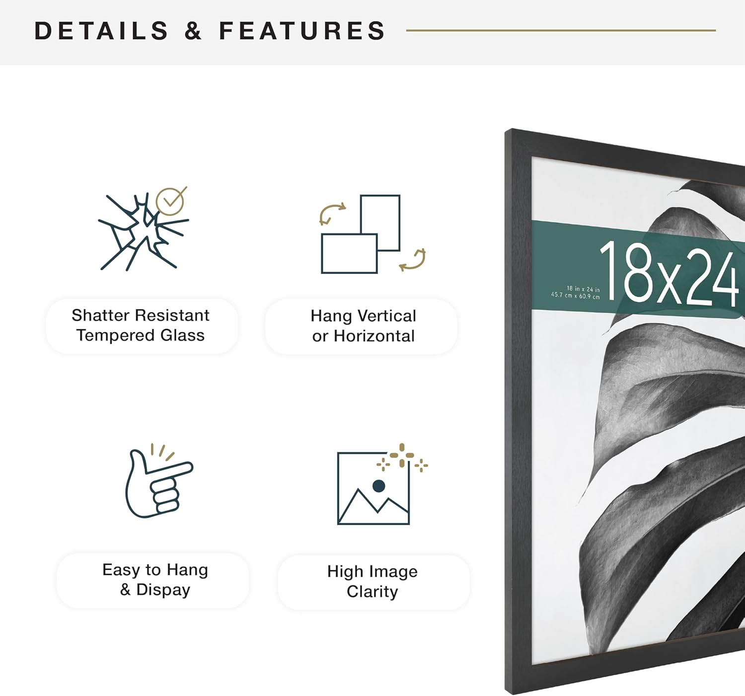 MCS Studio Gallery 18x24 Poster Frame Black Woodgrain Engineered Wood,