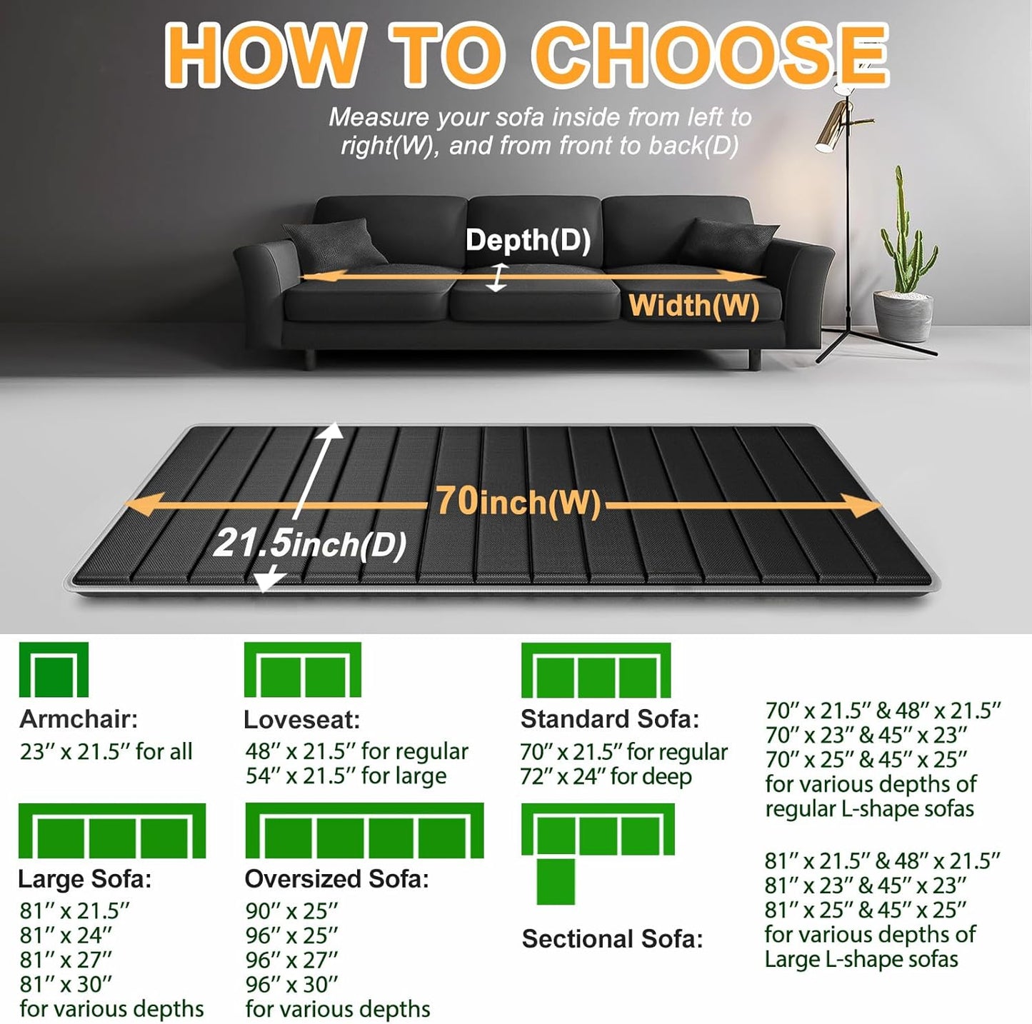 Heavy Duty Couch Cushion Support Board for Sagging Sofa, 21.5''x70'' E