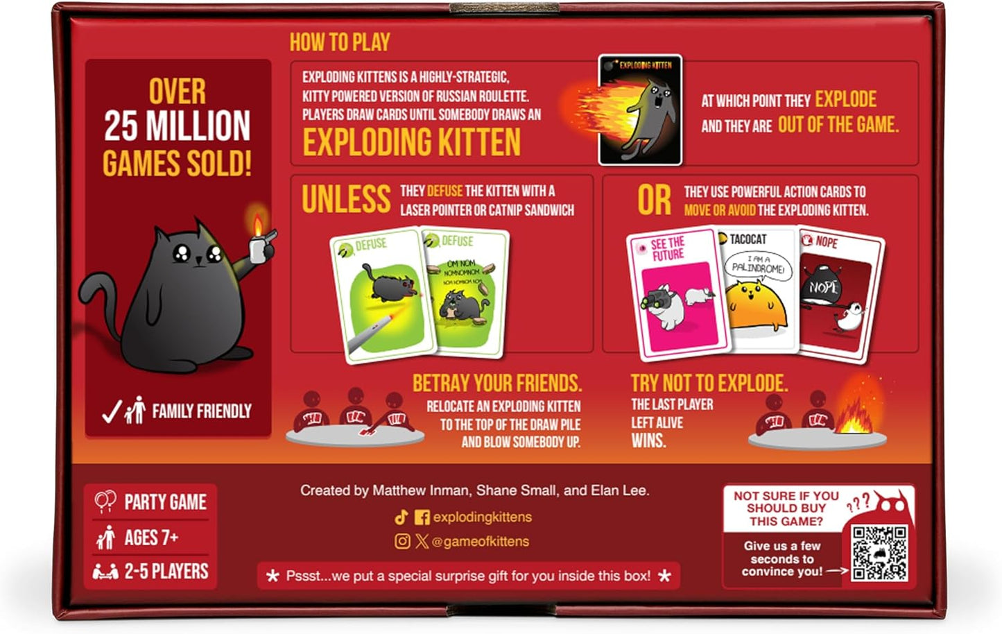 Exploding Kittens Original Edition - 2-5 Players - Ages 7+ - 15 Minute