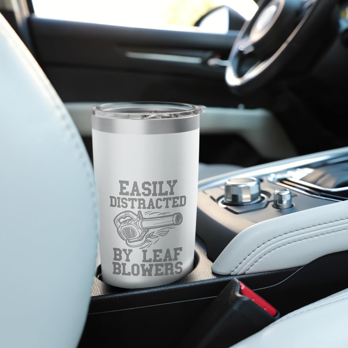 Leaf Blowing Mens Easily Distracted By Leaf Blowers Funny Stainless Steel Insulated Tumbler