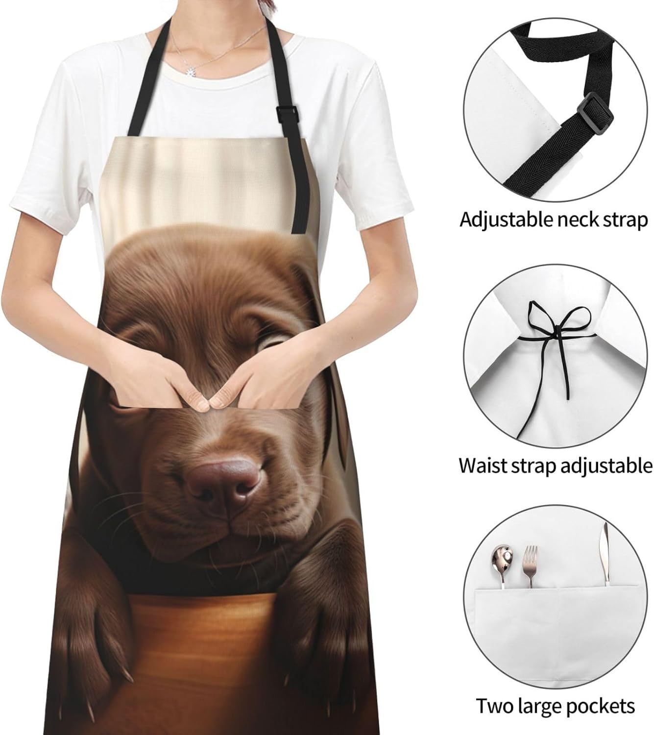 cute Labrador Dog 1 print Waterproof chef's apron with pocket apron for kitchen cooking baking barbecue and gardening