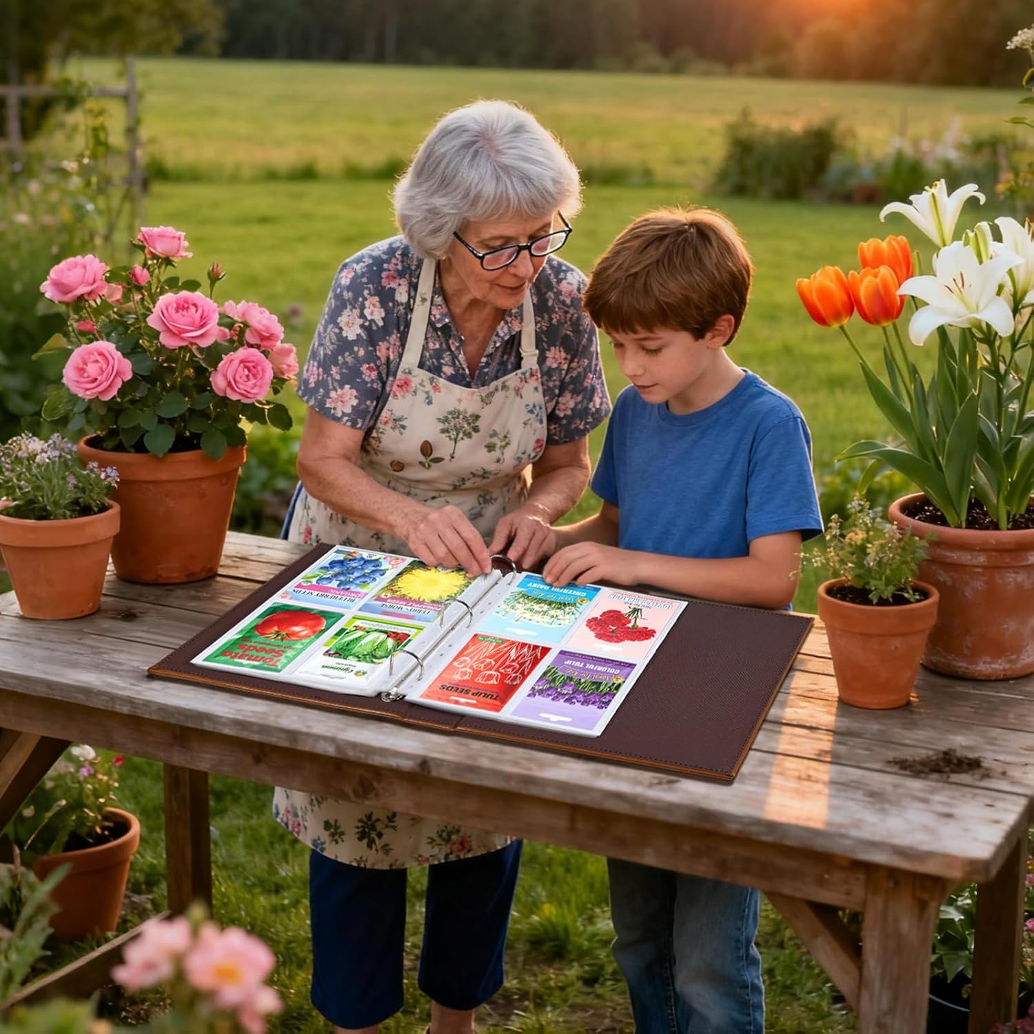 A4 3 Ring Binder Garden Seeds Storage Album with 30 Pcs 3.5x5” Seed Pa