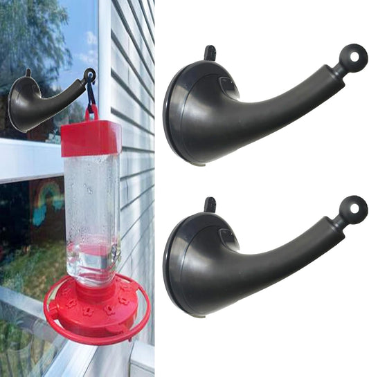 2 Pack Window Mount Hook, Window Bird Feeder Hanger Hook, Hummingbird Feeder Hanger, Strong self-Adhesive Suction Cups Bird Feeder Bracket for Bird Feeders, Wind Chimes & Plants