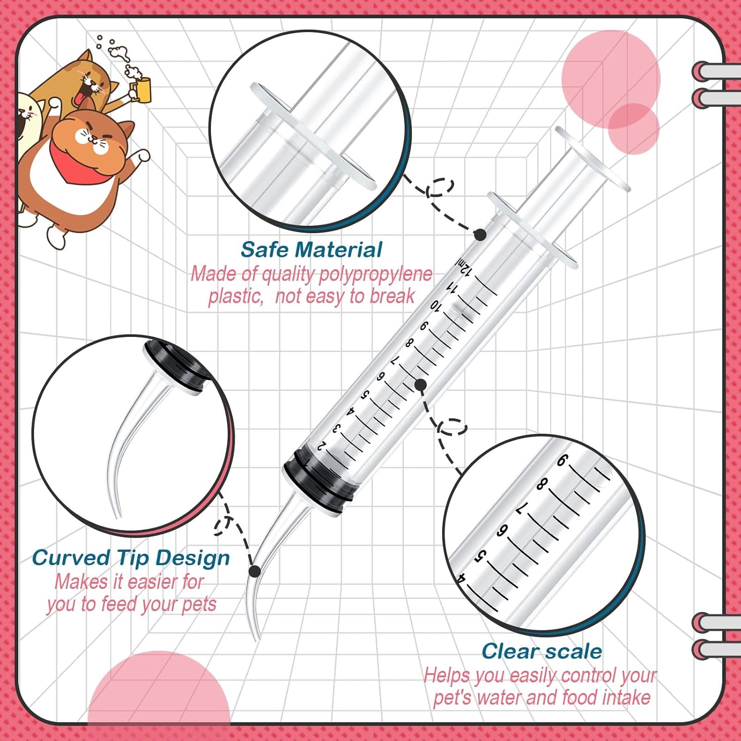 12 Pieces Baby Bird Feeding Syringe 12 ml Pet Liquid Syringes Kitten F