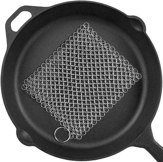 Cast Iron Cleaner 8"x6" 316L Stainless Steel Chainmail Scrubber for Griddle Skillet Dutch Oven Wok Stainless Steel Pot Cast Iron Pan