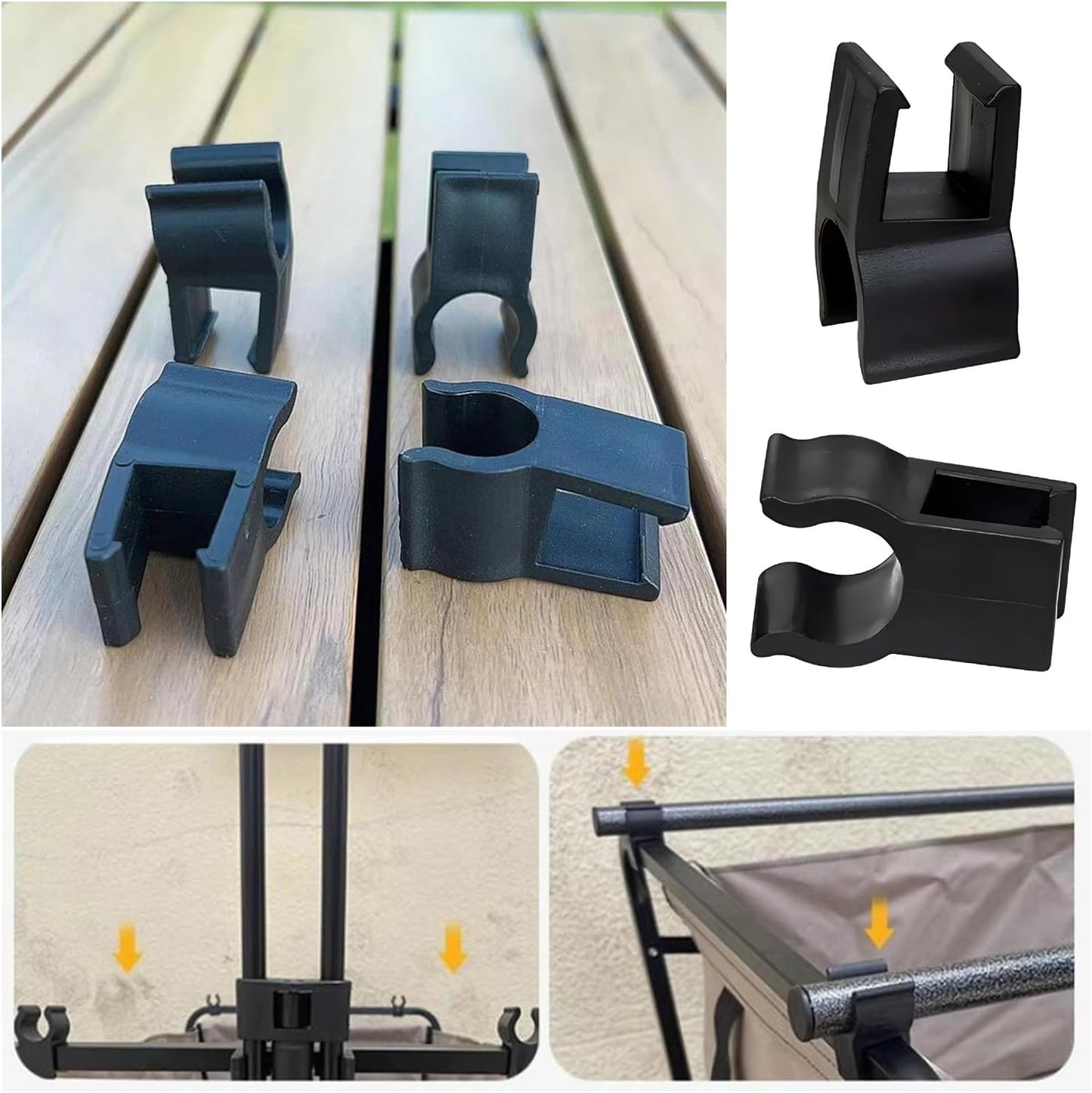 8 Pack Camping Wagon Table Top Attachment Buckle Snap-on Mount Pole Cl