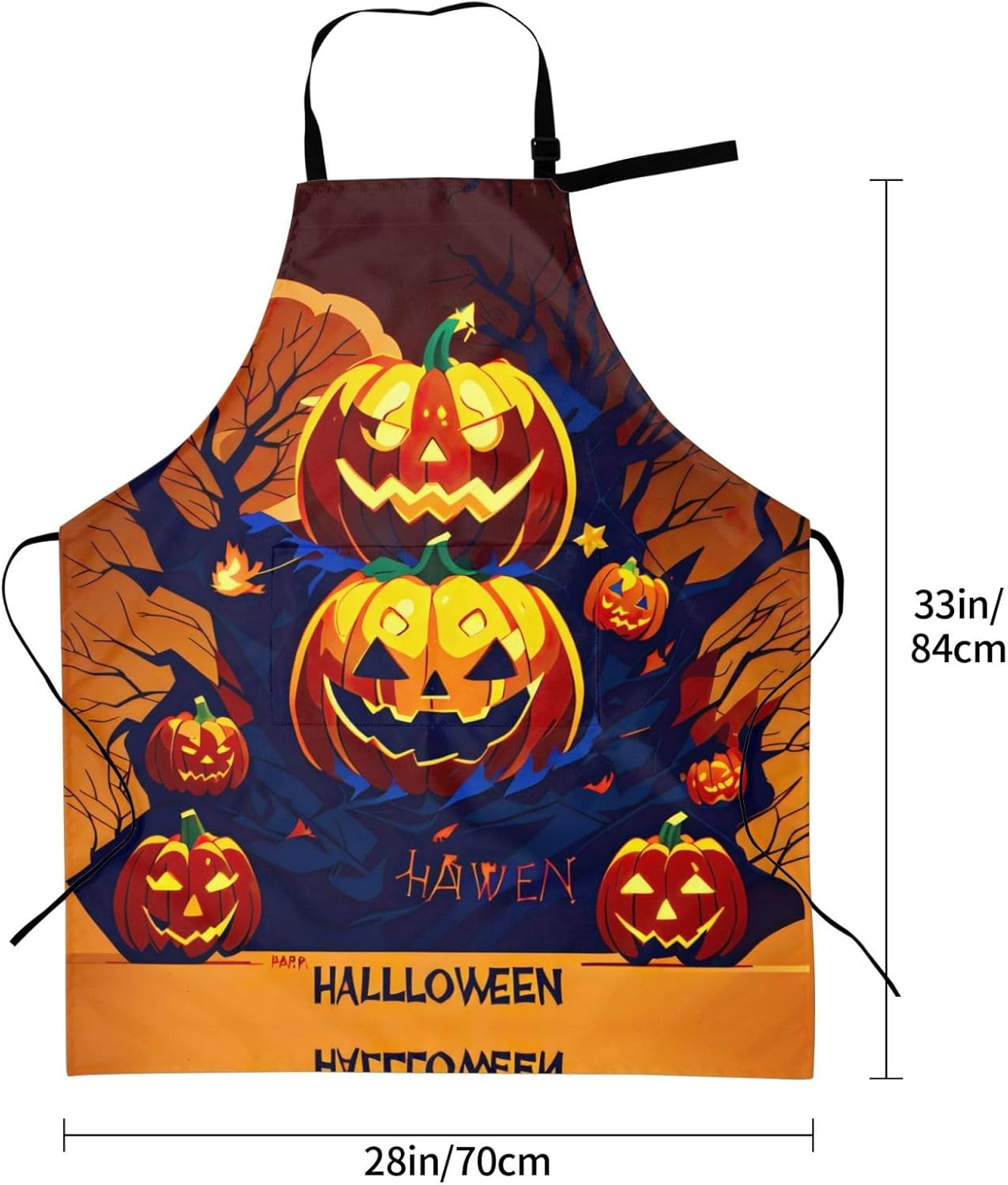 Halloween Pumpkin print Waterproof chef's apron with pocket apron for kitchen cooking baking barbecue and gardening