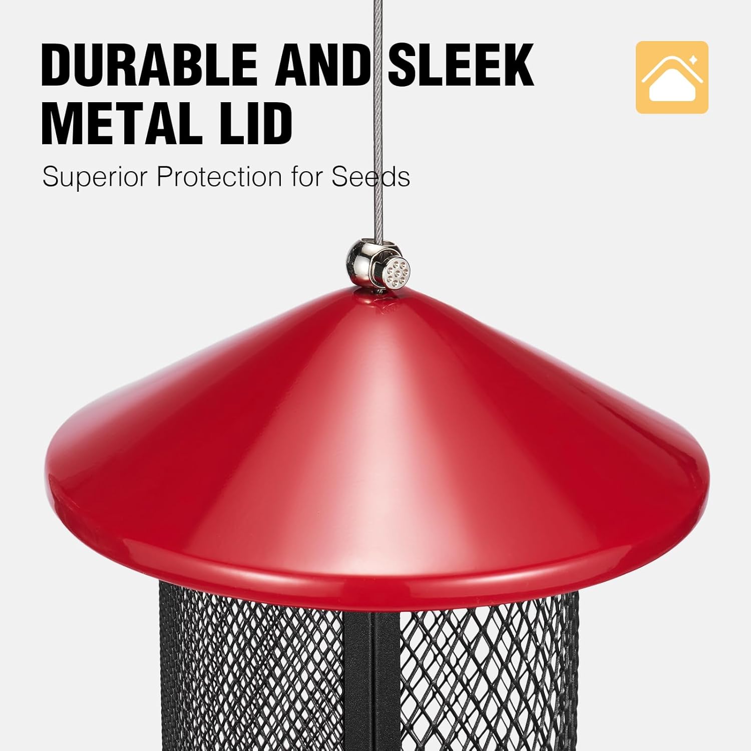 Veehoo Metal Bird Feeder for Outdoors-Dual Seed Chambers & Wild Bird F