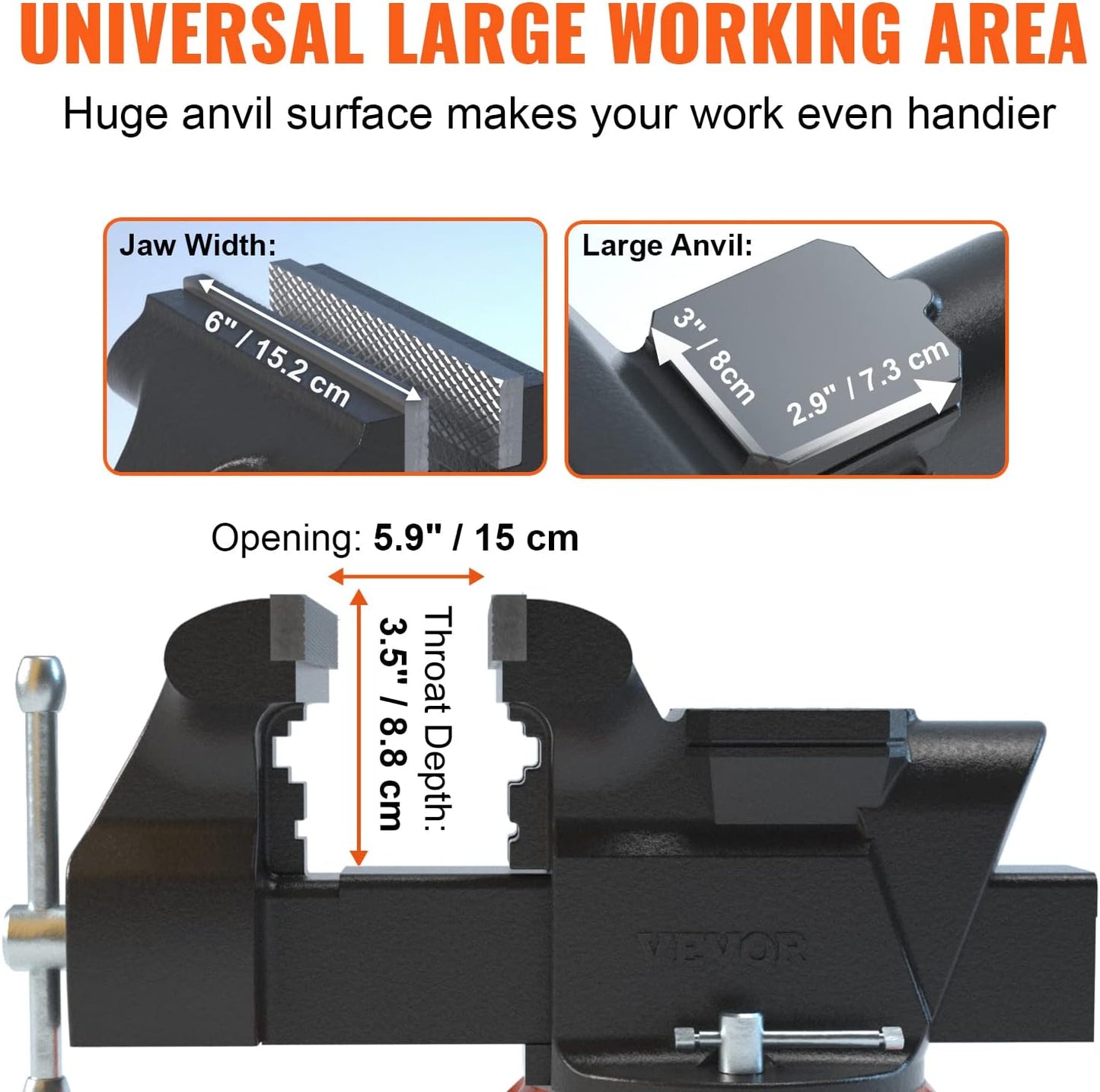 VEVOR Bench Vise, 6-inch Jaw Width 5.9-inch Jaw Opening, 360-Degree Sw
