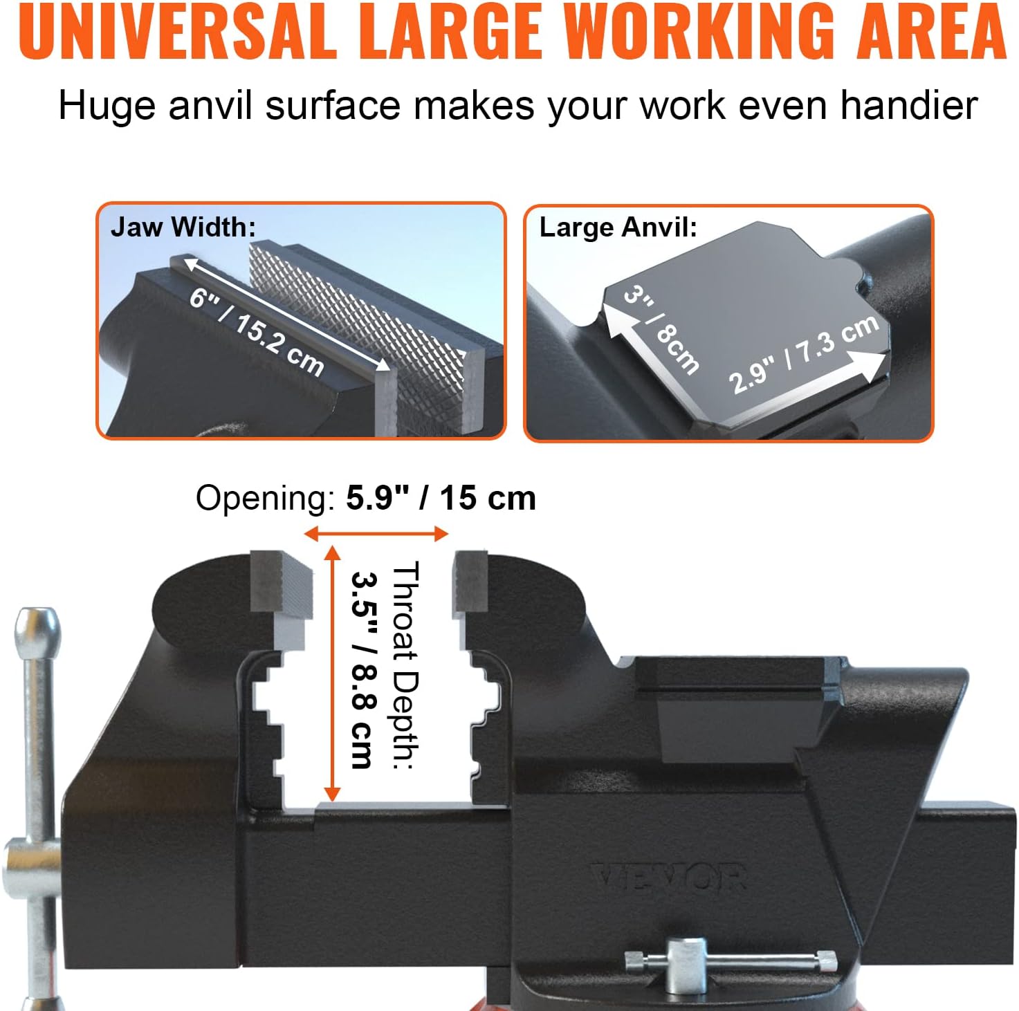 VEVOR Bench Vise, 6-inch Jaw Width 5.9-inch Jaw Opening, 360-Degree Sw