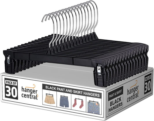 Hanger Central 30 Pack Pants Hangers – 12 Inch Slim Plastic Clothes Ha