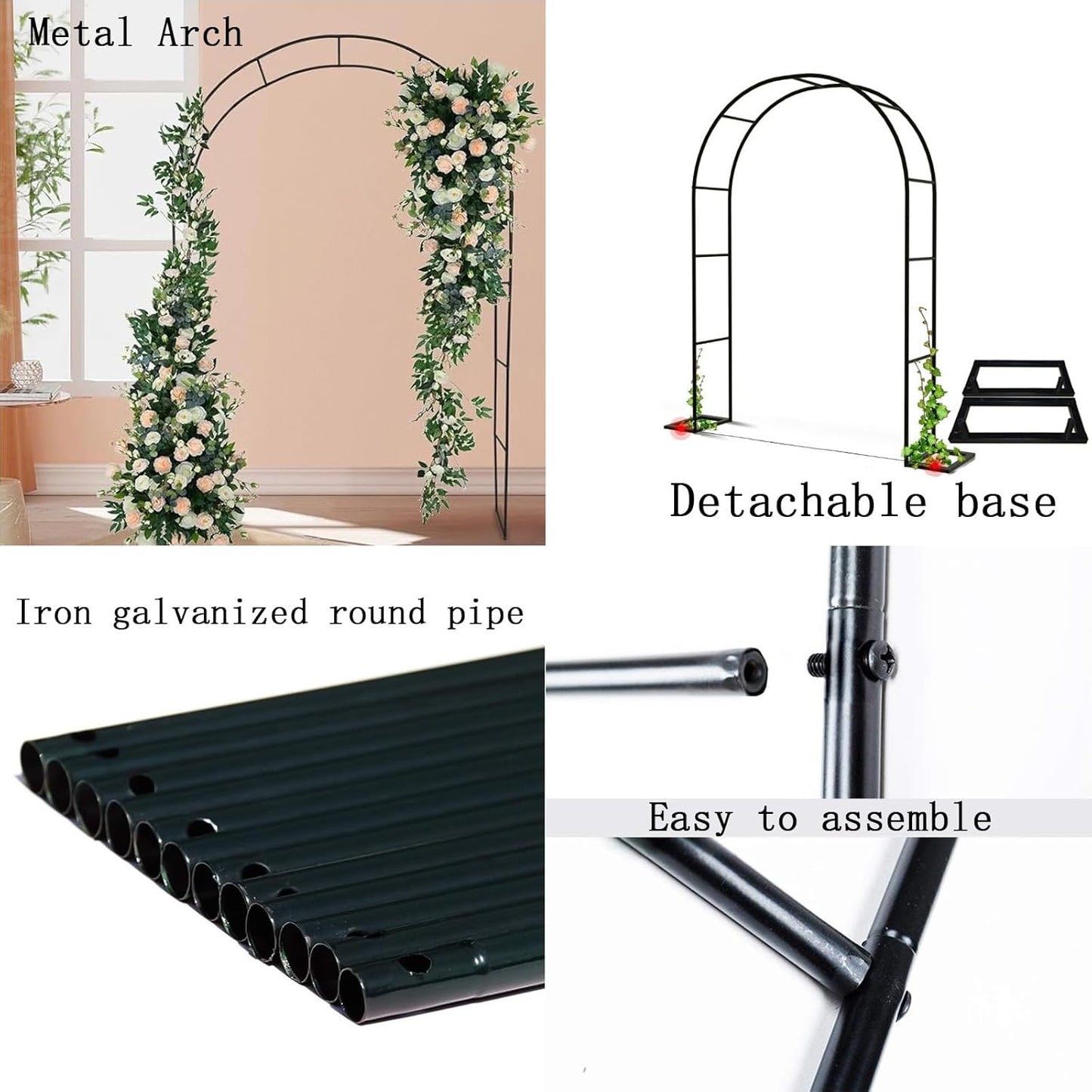 Durable Garden Arch Trellis for Climbing Plants, Iron Arbor for Outdoor Decor, Long-Lasting White Archway for Lawn & Backyard, 1.8x2.2m Garden Decoration