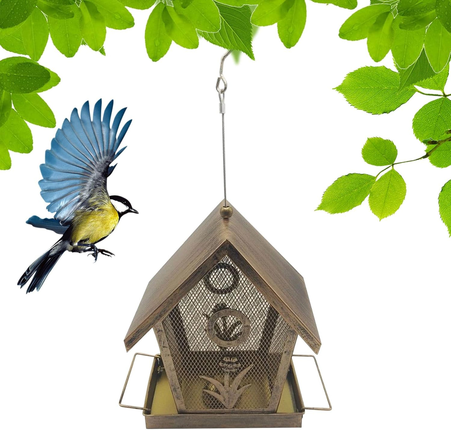 Bird Feeder Squirrel Proof | Large Capacity Squirrel Proof - Outdoor Garden Hummingbird Feeder | for Backyard Deck Balcony Tree Yard Bluebird Finch Birding Feeding
