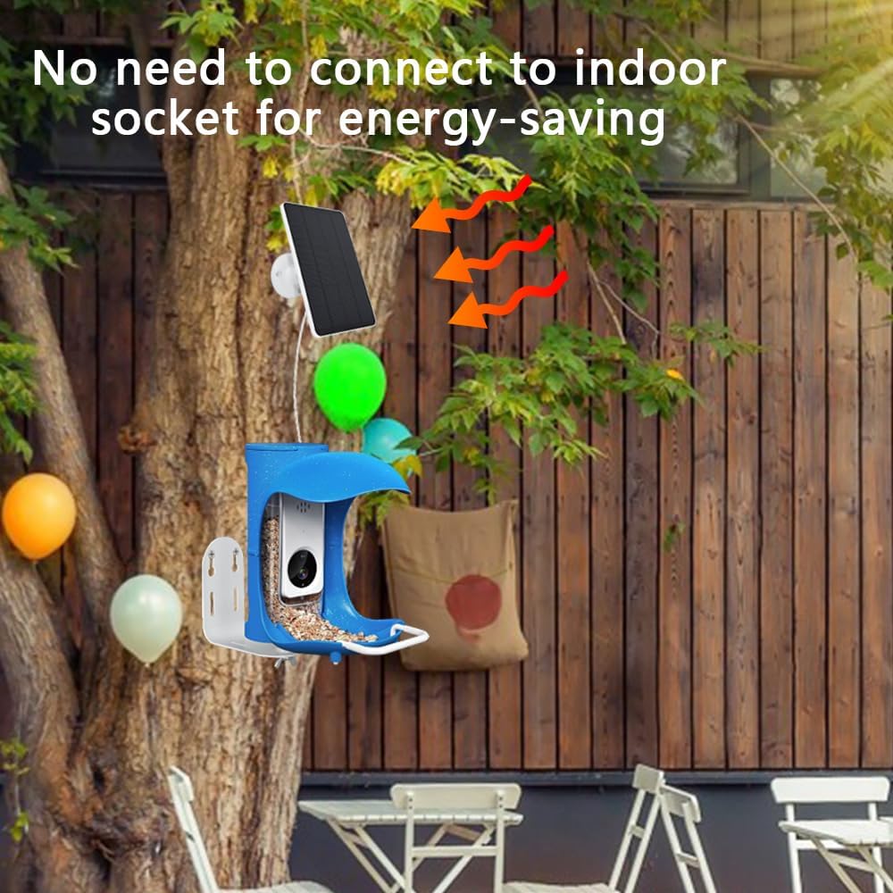 Bird Feeder Camera Solar Panel Replacement Compatible with NETVUE, Bird Buddy, HARYMOR, Fazoxo, SOLIOM, VIMKIM Bird Feeder with Battery Camera, 4W 5V Solar Panel 9.8ft Charging Cable DC 3.5 Connector