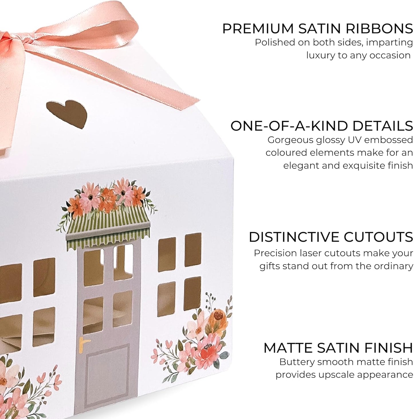 20 Pcs Garden Small House Shaped Gift Boxes with Ribbons House Boxes for Treats, Treat Boxes for Dessert, Fancy Cookie Boxes for Gift Giving, White Gable Box, Bakery Boxes