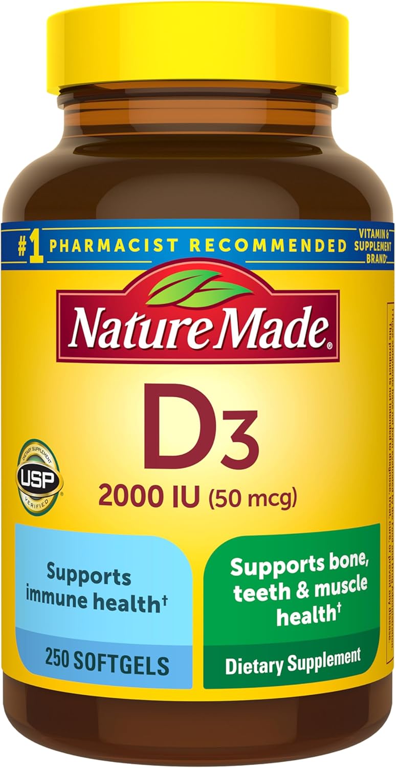 Nature Made Vitamin D3 2000 IU (50 mcg), Vitamin D Supplement for Bone
