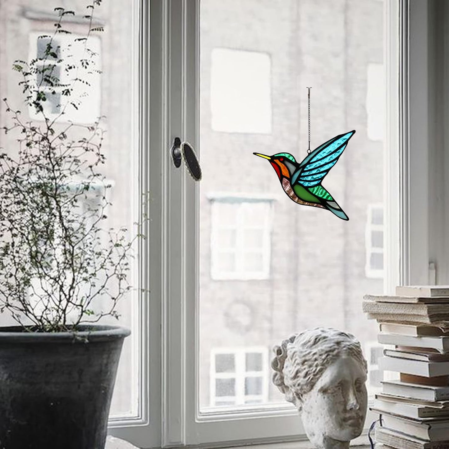 Stained Glass Birds Window Hangings, Stained Glass Hummingbird Decorations,Bird Suncatcher for Window Decor Hummingbird Gifts for Mom,Bird Lovers