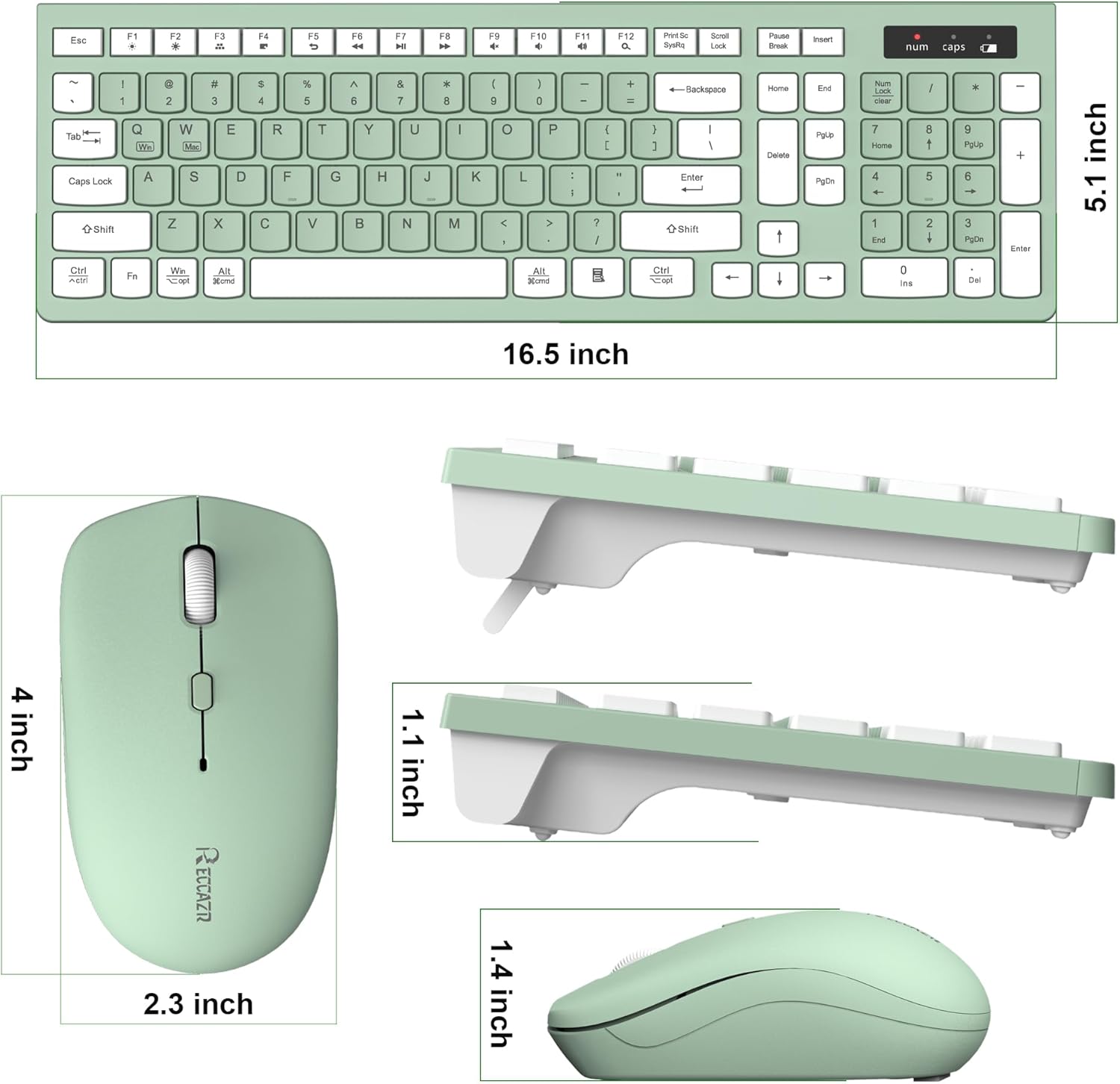 Wireless Keyboard and Mouse Combo, Full-Sized Wireless Keyboard and Ad
