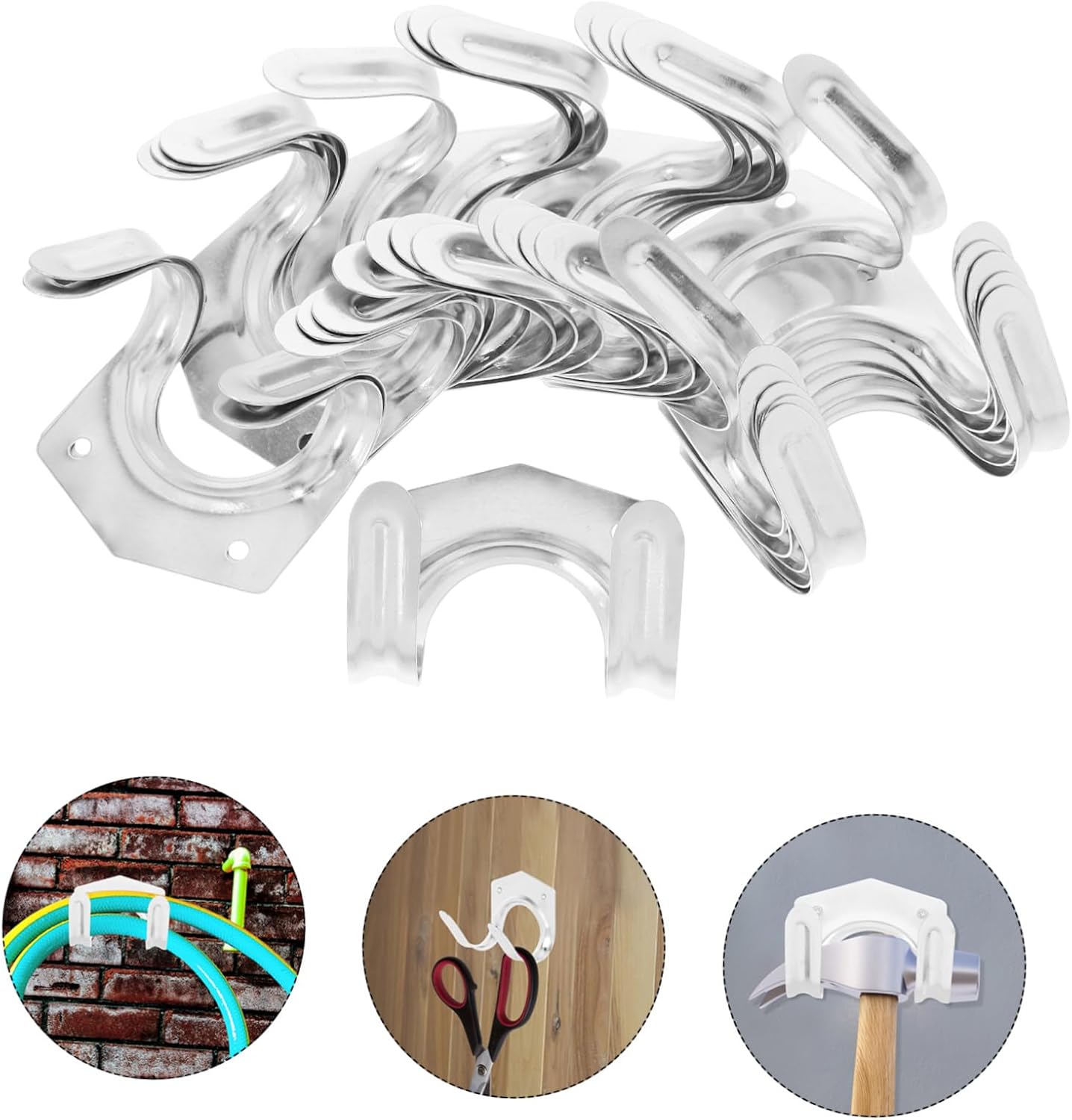 BESTOYARD 20pcs Heavy-Duty Metal Utility Hooks for Wall-Mounted Garage