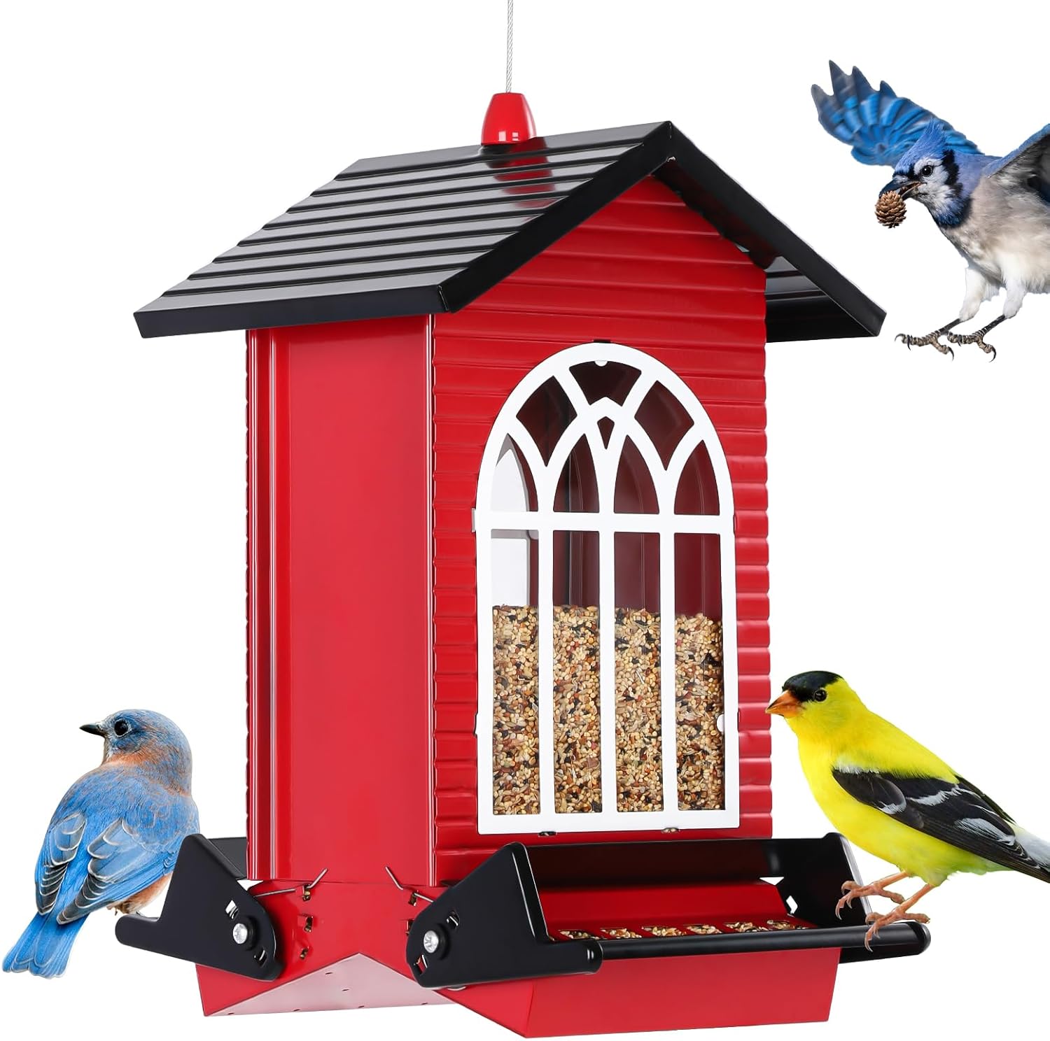 Squirrel Proof Bird Feeder for Outdoors,5LB Large Capacity,Metal Wild 