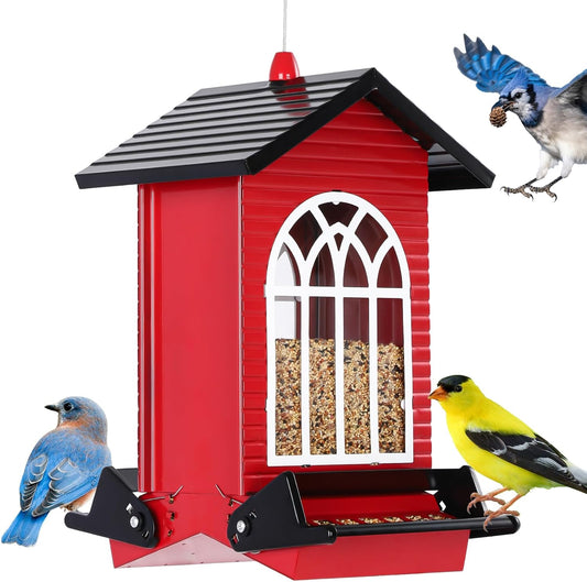 Squirrel Proof Bird Feeder for Outdoors,5LB Large Capacity,Metal Wild 