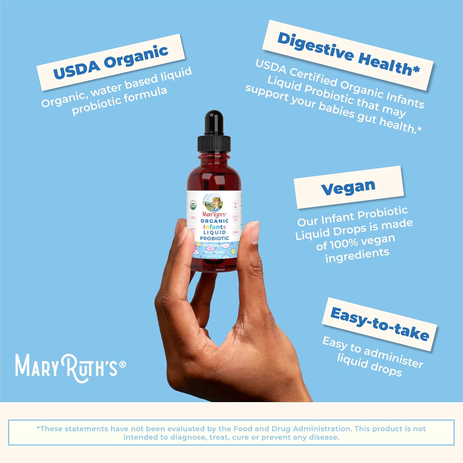 MaryRuth Organics USDA Organic Infant Liquid Probiotic Drops | Baby Es