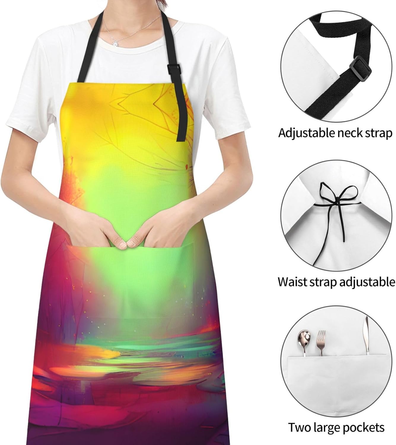 Dream colorful print Waterproof chef's apron with pocket apron for kitchen cooking baking barbecue and gardening