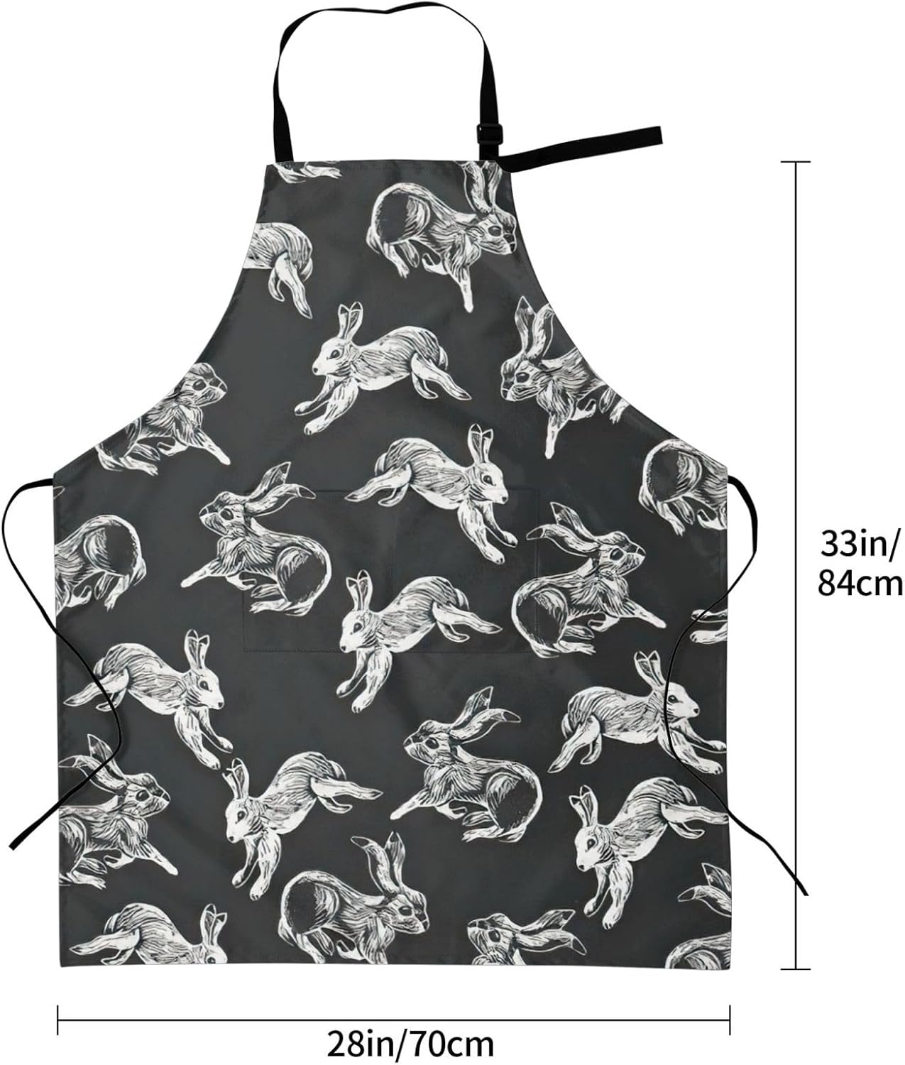 Bunny Rabbit Print Laundry apron 28x33 In Waterproof Kitchen Apron with Pockets for Cooking Baking