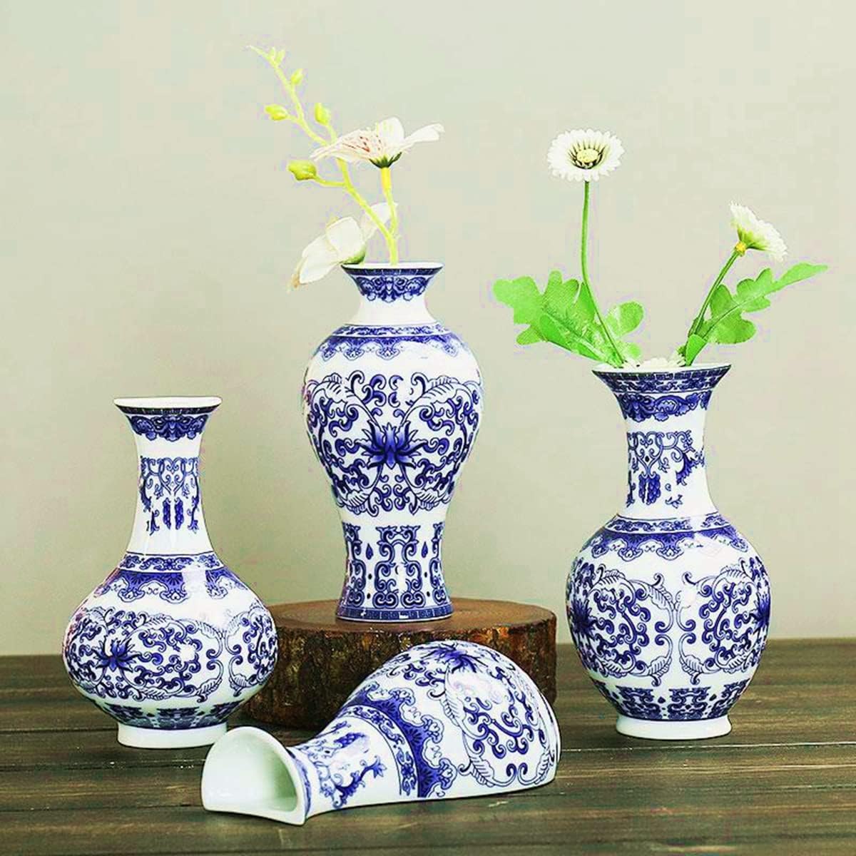 ECYC Wall Hanging Flower Pots Chinese Blue and White Porcelain Vases Home Decor