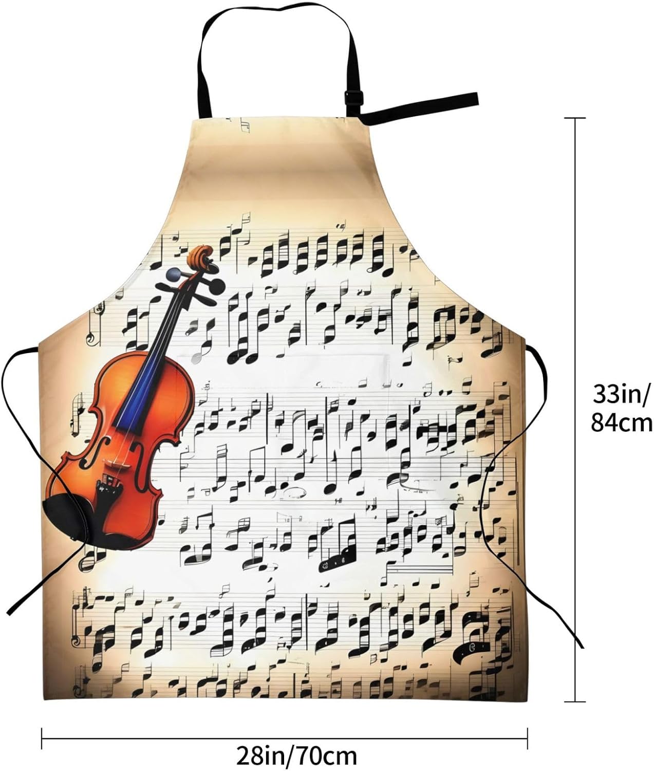 Violin Sheet Music print Waterproof apron with pocket adjustable cooking apron for adult kitchen bibs to bake