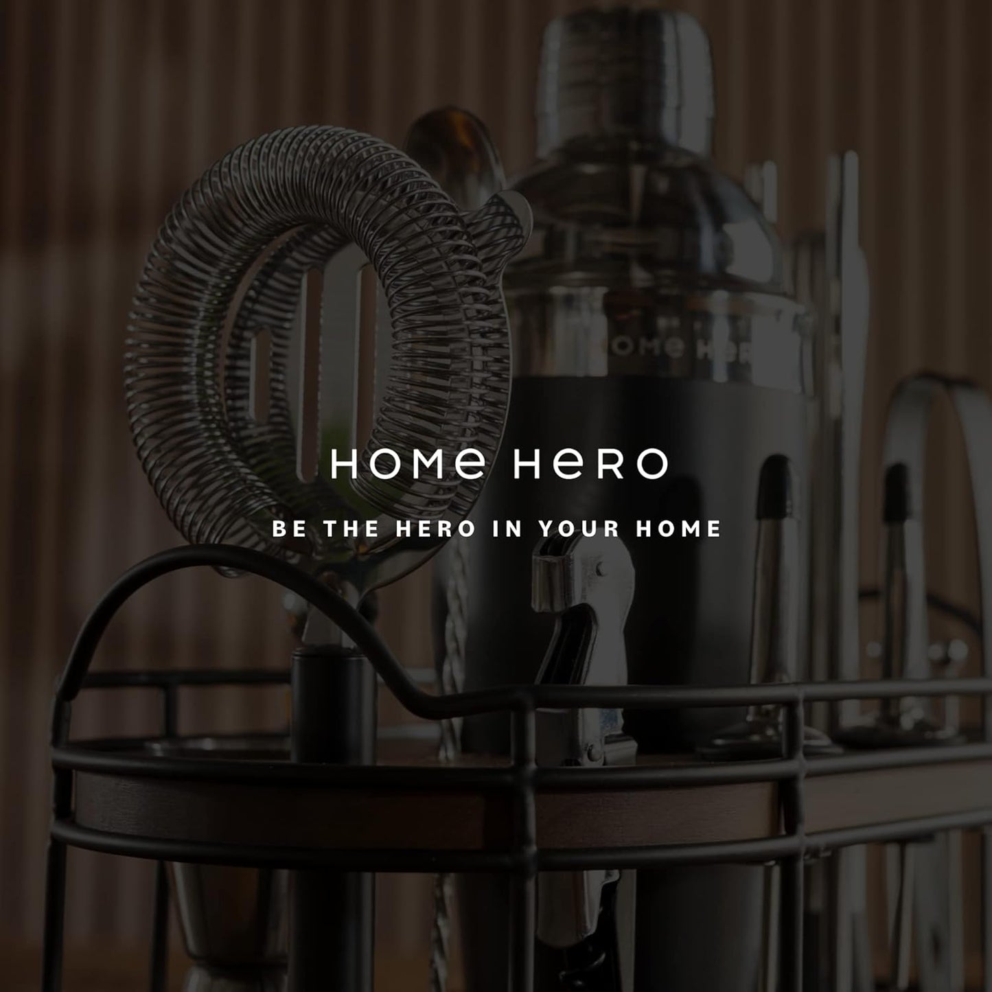 Home Hero Bartender Kit - 22-Piece Cocktail Shaker & Bar Tool Set - Wo