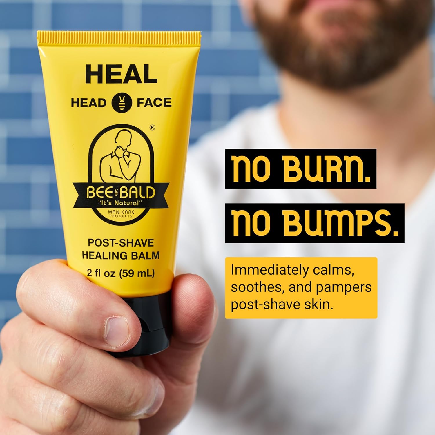 Bee Bald HEAL Aftershave for Men Healing Balm, Immediately Calms & Soo