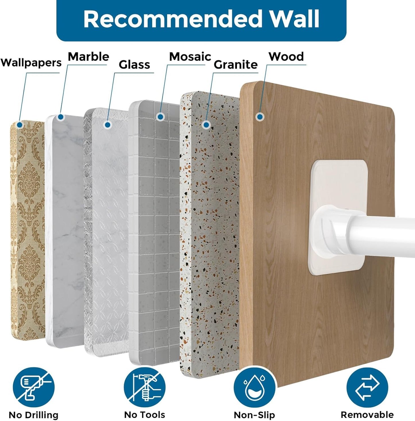 AIZESI Spring Tension Curtain Rods Short Tension Rod (White,17" to 28"-2Pcs)