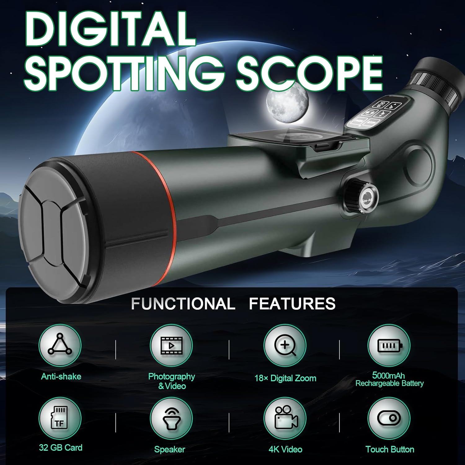 Digital Spotting Scope with Screen Portable Auto-Focus Electronic 4K S