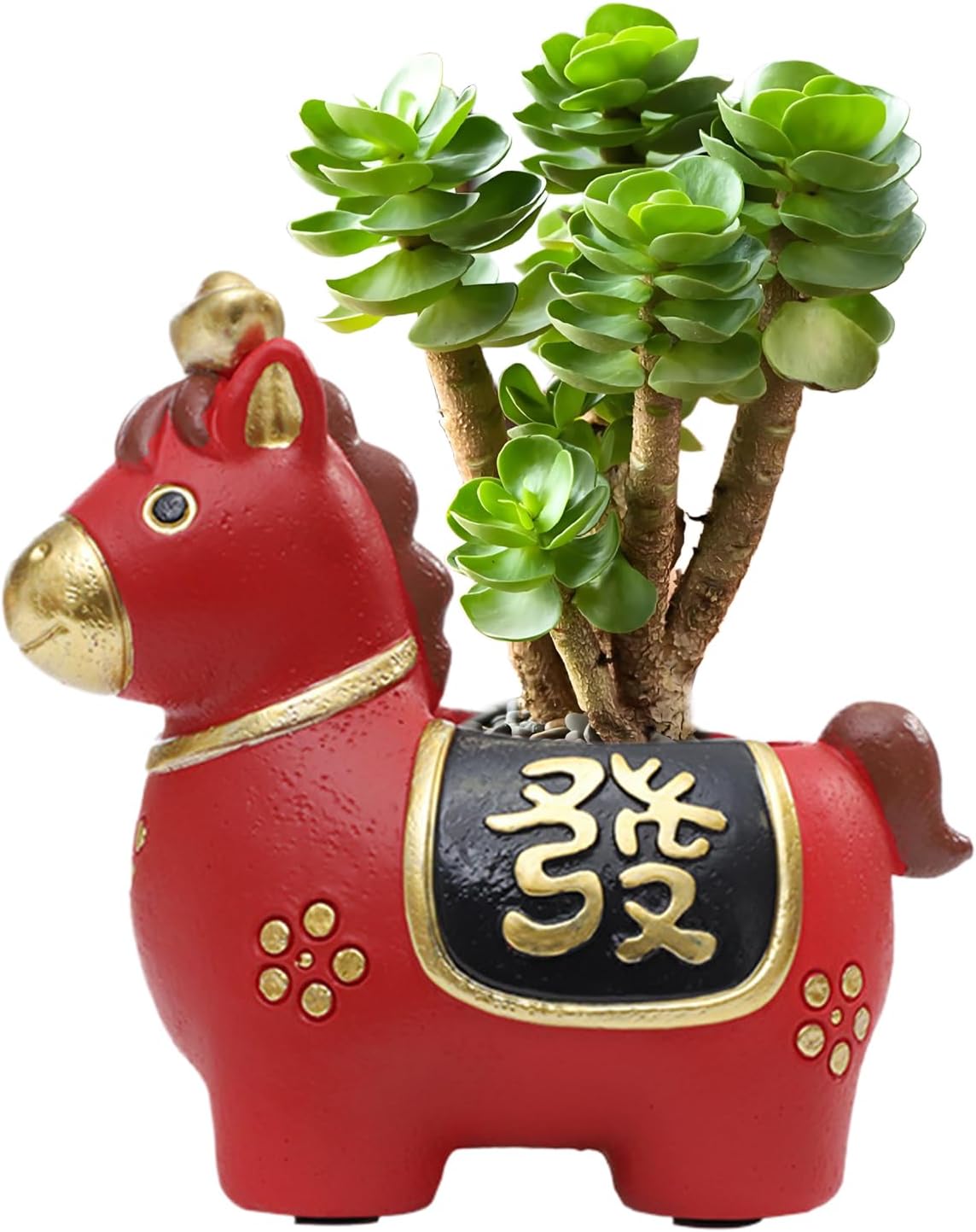 Greenery Potted Plants, Horse Figurine Handcrafted Compact Planter, Plant Pot with Sturdy Design, Home Decor with Compact Build, Plant Care Tool, Planter for Family Friends