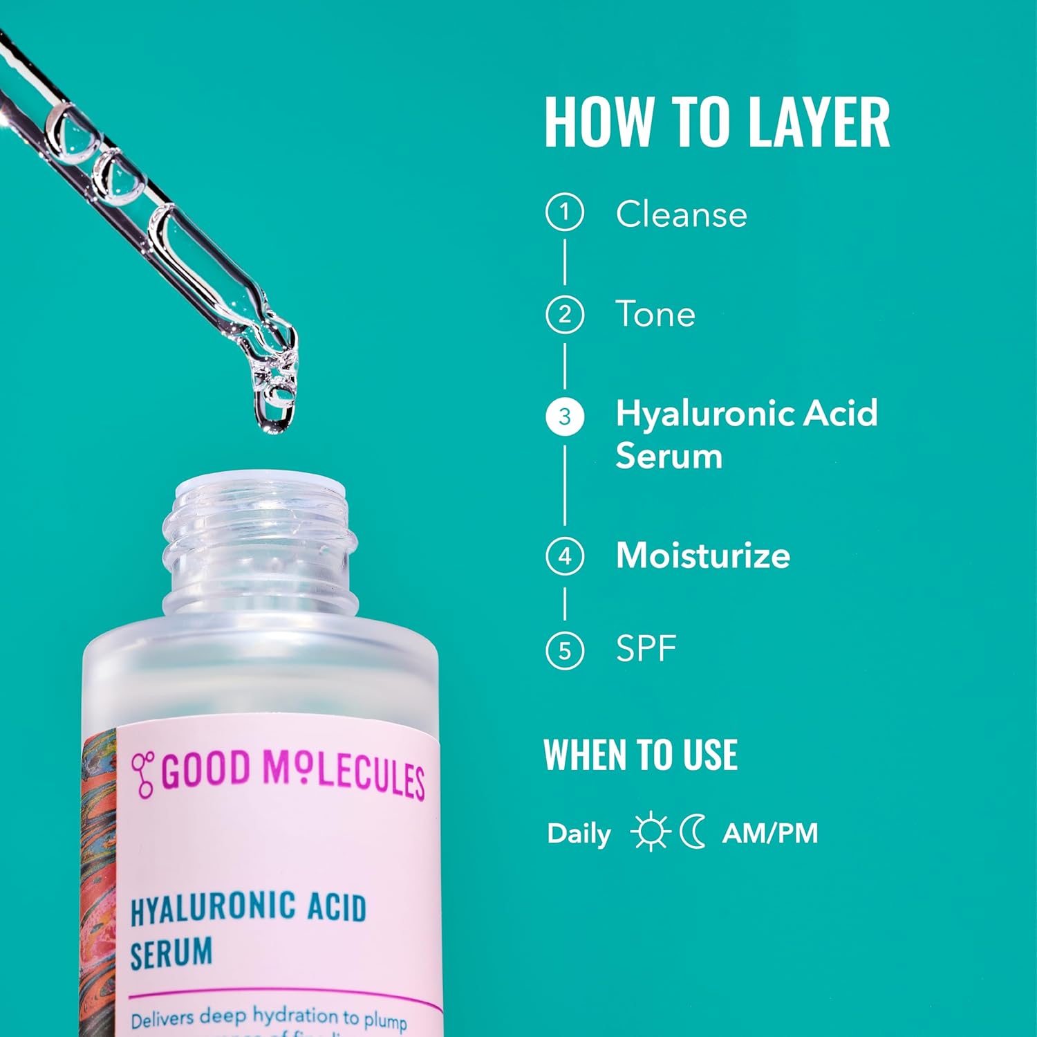 Good Molecules Hyaluronic Acid Serum - 1% Hyaluronic Acid Non-greasy U
