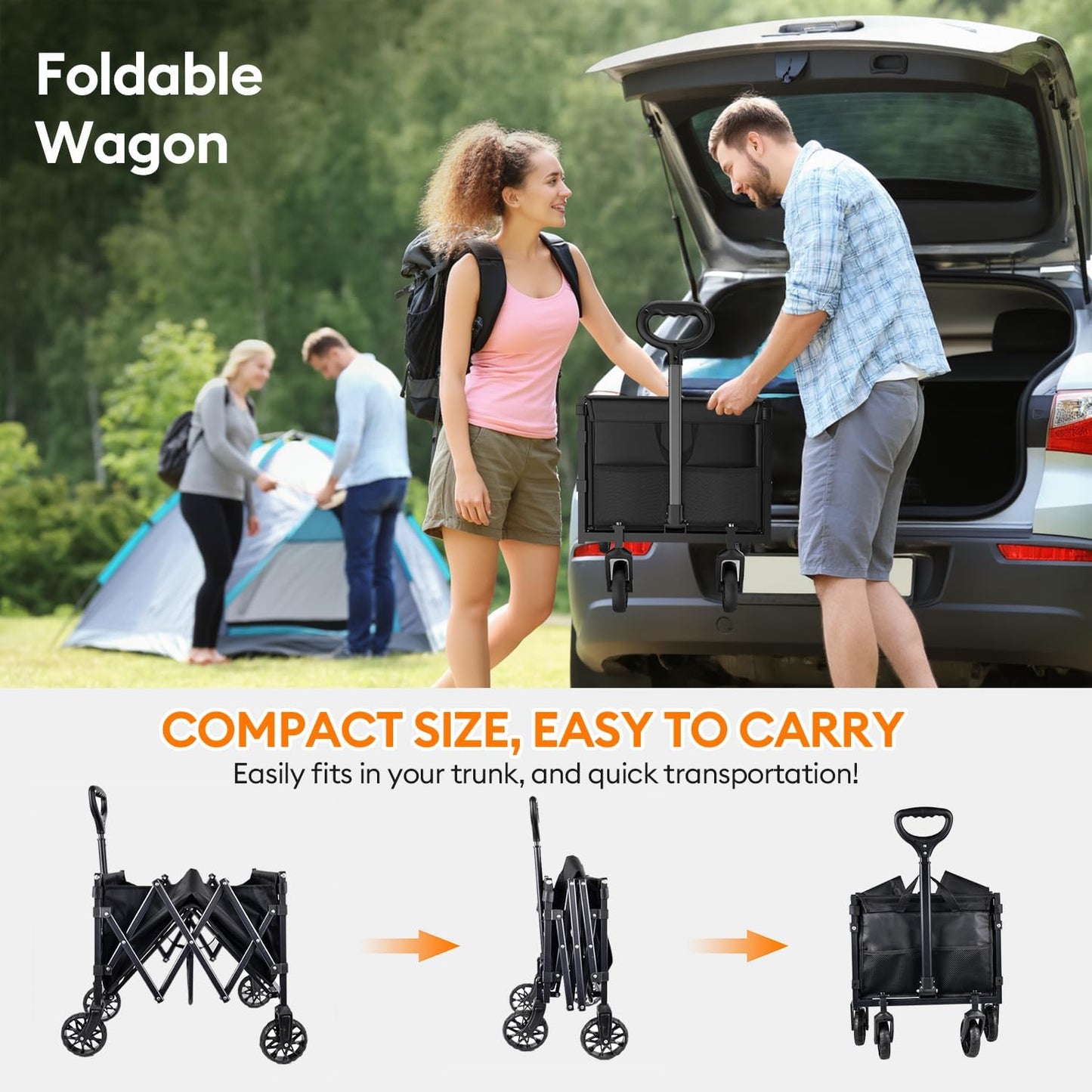 Collapsible Wagons Carts Foldable - Portable Heavy Duty Folding Beach 