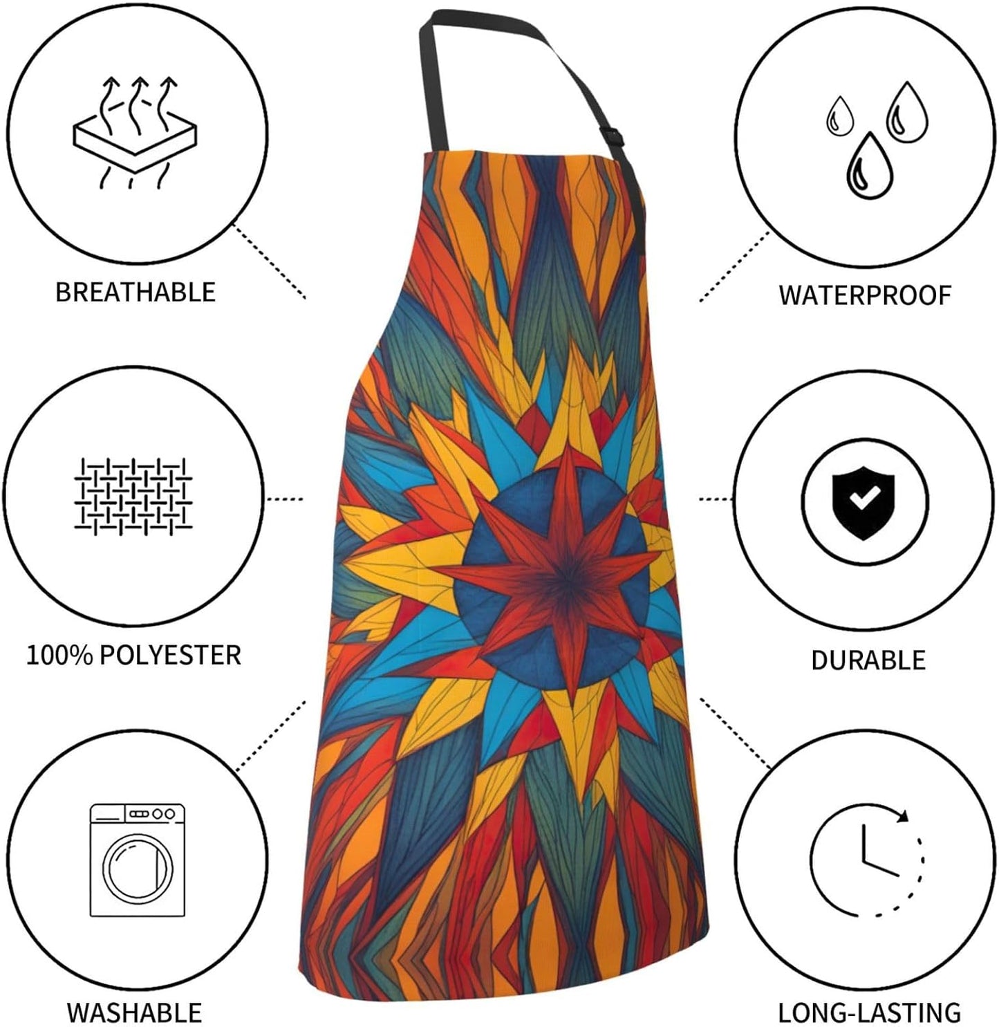 Colorful Star print Waterproof chef's apron with pocket apron for kitchen cooking baking barbecue and gardening