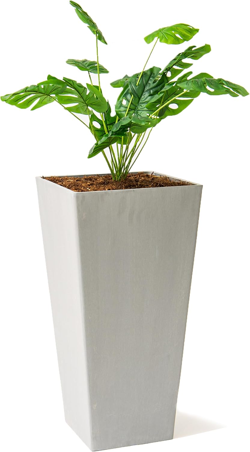 XBrand Modern 28-Inch Square Planter, Modern Tapered Perfect for Indoo