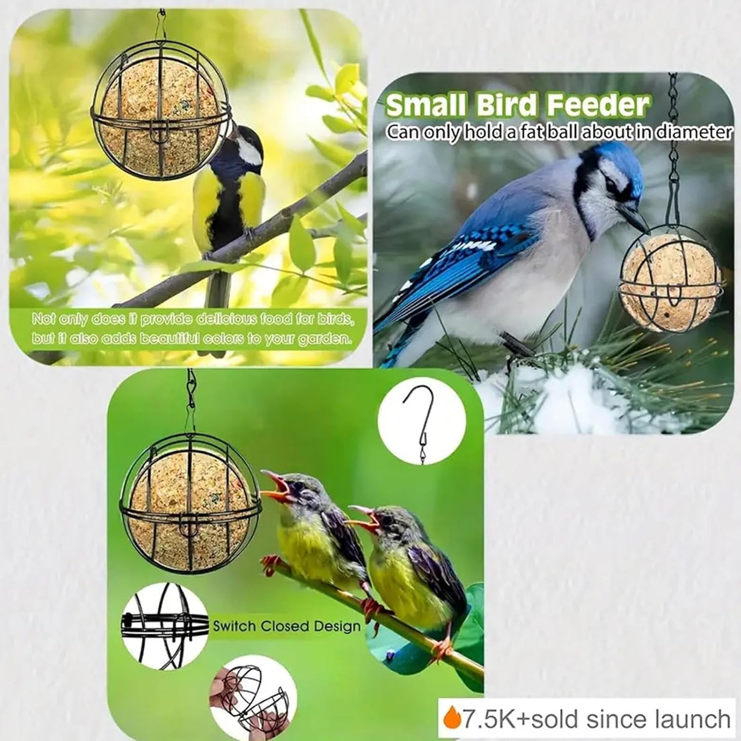 Bird Feeders for Outdoors | Metal Ball Shape Ornament,Wild Bird Feeder Stations with Chain,for Backyard Patio Lawn Window Balcony Deck