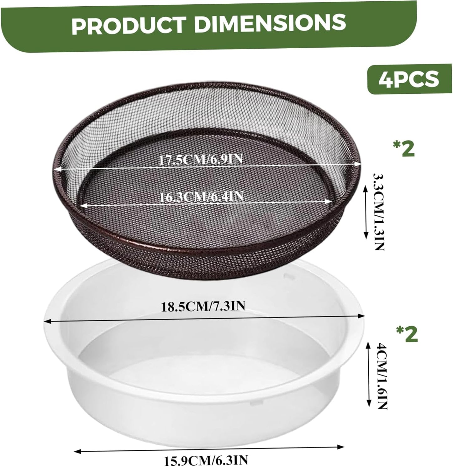 Bird Feeder Tray Hanging Birdfeeder & Birdbath 4PCS 2 Mesh Trays & 2 W
