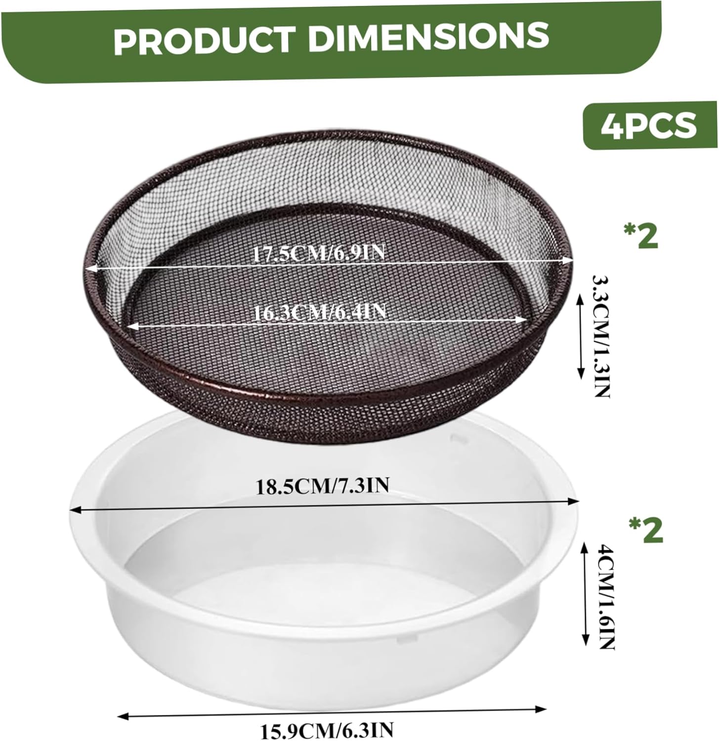 Bird Feeder Tray Hanging Birdfeeder & Birdbath 4PCS 2 Mesh Trays & 2 W