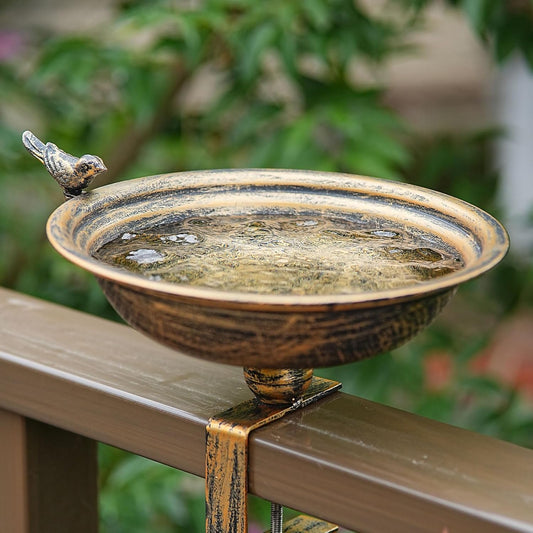 11 Inchs Diam Deck Bird Bath,Metal Bird Bath for Deck Railing,Bird Bat