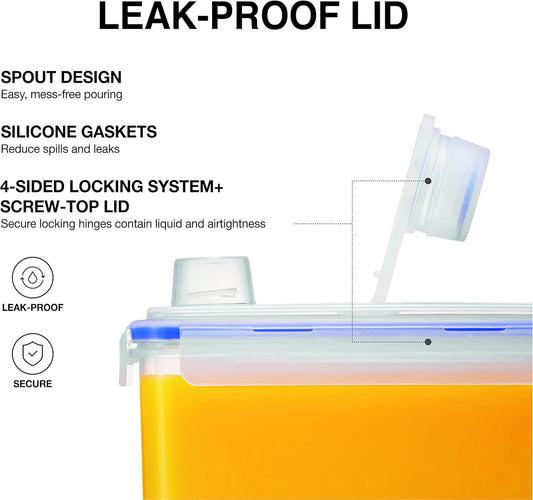 LocknLock 아쿠아 냉장고 도어 워터 저그 손잡이 포함 BPA 프리 플라스틱 피처, 나사 탑 뚜껑 포함, 차와 주스를 만들기에 적합, 3.8L(1갤런), 투명