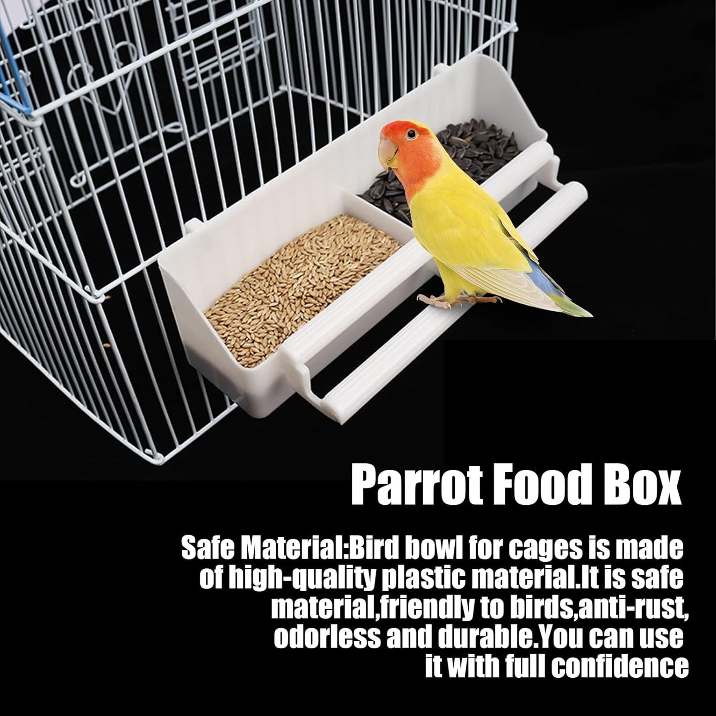 Bird Feeder for Cage, 3 Pack Bird Water Dispenser Hanging Plastic Feeder with Hooks, Parakeet Food Bowl Cups for Small Cockatiel Pigeons